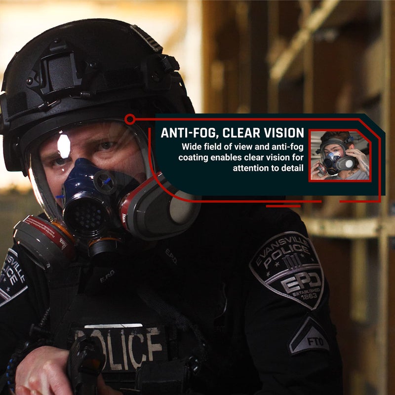 Parcil Distribution PD-101 Full Face Respirator Mask with Filters â€“ Industrial-Grade Full Face Respirator Gas Mask, Anti-Fog Scratch-Resistant Lens â€“ Bayonet Filter Compatible for Vapors Particles - Image 5